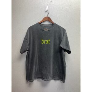 Charli XCX Brat Shirt Concert Tour Gray Graphic Music Tee Size Large
